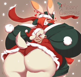 anthro between_breasts big_breasts big_butt blue_eyes bottomwear breasts butt christmas_clothing christmas_headwear clothing duo eyelashes face_between_breasts female frilly frilly_clothing frilly_underwear fur furgonomic_bottomwear furgonomic_headwear furgonomics green_clothing green_hat green_headwear green_sweater green_topwear hair hair_over_eye hat headgear headwear heart_eyes heart_symbol holidays holly_(plant) huge_breasts huge_butt hyper hyper_breasts merry_christmas neckwear orange_eyes orange_hair panties plant red_clothing red_panties red_scarf red_underwear rosy_cheeks santa_hat scarf snow sweater tail tongue tongue_out topwear underwear white_body white_fur white_hair vetarix christmas clare_(themushlord) lily_(vetarix) canid canine canis domestic_dog lagomorph leporid mammal rabbit 2024 hi_res