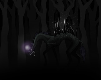 ambiguous_gender body_horror darkness emaciated everfree_forest feral forest fungus fur glowing glowing_horn horn horror_(theme) infection long_neck looking_at_viewer magic mutation plant sharp_teeth solo spores teeth tree unicorn_horn goldsand hasbro infection_au my_little_pony mythology equid equine horse mammal mythological_creature mythological_equine pony unicorn hi_res signature
