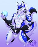 4_toes 5_fingers abs animal_genitalia animal_penis anthro athletic athletic_anthro athletic_male balls barazoku black_body black_fur black_nose blue_body blue_fur canine_genitalia canine_penis erection fangs feet fingers fur genitals hair hindpaw humanoid_hands kneeling knot male multicolored_body multicolored_fur navel nude nude_anthro nude_male paws penis snow snowball solo teeth toes white_body white_fur white_hair ariozyn-soulcatcher snowstorm_(wolfxblade) canid canine canis mammal wolf hi_res