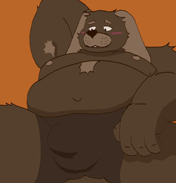 anthro barnibun belly brown_body male overweight overweight_male solo lagomorph leporid mammal rabbit hi_res