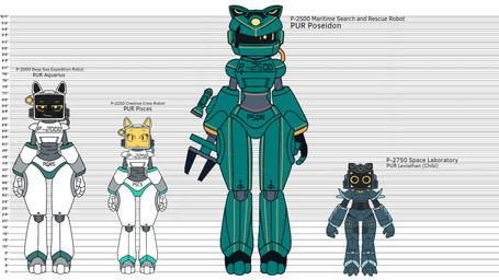 3_toes anthro armor armor_plates blue_body chart chibi claw_(weapon) comparing damaged eyelashes feet female flashlight for_a_head grey_face grey_inner_ear group height height_chart huge_thighs lineup machine melee_weapon name_tag noseless number_on_body orange_face pincers prosthetic prosthetic_arm prosthetic_limb scar screen screen_face size_difference smile standing tailless teal_body text text_on_body thick_thighs toes tool_arm usb_icon weapon white_body wide_hips yellow_accents yellow_eyes hightower_(artist) fuch!_(copyright) pur_aquarius pur_leviathan pur_pisces pur_poseidon domestic_cat felid feline felis mammal monitor_head object_head robot robot_anthro screen_head character_name digital_media_(artwork) hi_res model_sheet