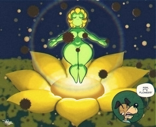 5_fingers angry anthro big_breasts blue_clothing blue_shirt blue_topwear breasts brown_body brown_fur censored_profanity clothing convenient_censorship curvy_figure cutaway dialogue duo eyebrows eyelashes eyes_closed female female_focus fingers flower fur green_body male not_furry nude open_mouth plant profanity pseudo_hair shirt sky smile solo_focus spores teeth text thick_thighs tongue topwear voluptuous voluptuous_anthro voluptuous_female wide_hips tansau canid canine canis domestic_dog elemental_creature elemental_humanoid flora_fauna humanoid mammal plant_humanoid 2025 english_text hi_res signature