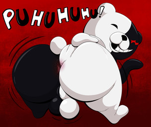 anthro anus balls big_butt butt butt_grab exclamation_point genitals hand_on_butt huge_butt looking_at_viewer male male_anthro nude nude_anthro nude_male perineum presenting presenting_hindquarters solo spread_butt spreading text tepigfan101 danganronpa spike_chunsoft monokuma bear mammal 2024 absurd_res digital_media_(artwork) hi_res