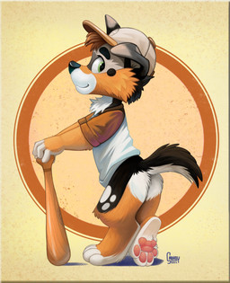 4_toes anthro baseball_(sport) baseball_bat baseball_cap bat_(object) bottomless bottomless_anthro bottomless_male brown_hair butt closed_smile clothed clothing countershade_butt countershade_face countershade_hands countershade_tail countershading feet floppy_ears geometric_background green_eyes hair hat headgear headwear looking_at_viewer male male_anthro mouth_closed pawpads paws pink_pawpads pose shirt side_view simple_background smile soles solo sport standing t-shirt tail toes topwear year young young_anthro young_male smokeyaussie australian_shepherd canid canine canis collie domestic_dog herding_dog mammal mixed_breed pastoral_dog sheepdog 2023 absurd_res colored dated digital_media_(artwork) full-length_portrait hi_res portrait shaded signature