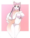 5_fingers anthro areola breasts ear_piercing ear_ring eyebrows eyelashes featureless_crotch female fingers hair looking_at_viewer navel nipples nude piercing pink_hair ring_piercing smile solo amur canid canine canis domestic_dog mammal 2021 digital_media_(artwork) hi_res