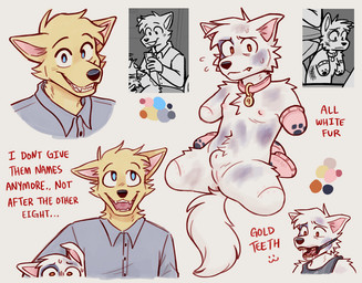 4_missing_limbs abuse amputee animal_genitalia anthro anus bdsm black_nose blood blue_eyes bodily_fluids bruised canine_genitalia castration cheek_tuft clothed clothing cock_and_ball_torture collar collar_tag collared_shirt color_swatch defanged disability dress_shirt duo duo_in_panel ears_back electronics eunuch evil_grin facial_tuft footwear forced fur genital_mutilation genital_torture genitals gold_(metal) gold_tooth grin hair handwear happy head_tuft looking_at_viewer male male/male mittens mutilation nipples nude open_mouth orange_eyes phone pivoted_ears pointy_ears quadruple_amputee recording sad scar scared sheath shirt simple_background smile socks stump_scar stump_socks sweat tail teeth text tongue tooth_removal topwear torture tuft white_body white_fur worried yellow_body yellow_fur yellow_teeth spudnikmutt nine_(spudnikmutt) simon_(spudnikmutt) canid canine canis domestic_dog mammal digital_media_(artwork) english_text