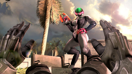 abs areola areola_slip arm_warmers armor armwear big_breasts breasts clothed clothing detached_sleeves digitigrade duo face_covered faceless female female_focus first_person_view gauntlets gloves grey_body hand_on_hip hands_up handwear headgear helmet human_pov leg_warmers legwear leotard looking_at_viewer low-angle_view lying male male_pov nipples non-mammal_breasts on_back on_ground outside palm_tree plant skimpy sky solo_focus tight_clothing tree unconvincing_armor pompilus-sfm halo_(series) microsoft xbox_game_studios alien human mammal sangheili 16:9 2022 3d_(artwork) 4k absurd_res colored digital_media_(artwork) hi_res source_filmmaker_(artwork) widescreen
