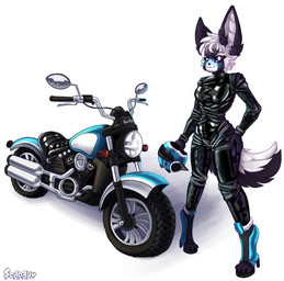 anthro armor big_earsdigitigrade blush clothing female footwear fur headgear helmet high_heels latex latex_clothing latex_skinsuit motorcycle motorcycle_helmet onesie paws shoes skinsuit solo tight_clothing vehicle white_body white_fur sodaduv casper_(sodaduv) canid canine fennec_fox fox mammal true_fox hi_res