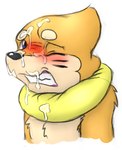 ambiguous_gender blue_eyes blush bodily_fluids chest_tuft clenched_teeth cum cum_on_face eyebrows feral flotation_sac fur genital_fluids markings one_eye_closed orange_body orange_fur solo tan_body tan_fur teeth tuft whisker_markings sadereader nintendo pokemon buizel generation_4_pokemon mammal mustelid pokemon_(species) headshot_portrait low_res portrait