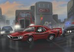 anthro car city city_background driving male muscle_car police police_car police_chase police_vehicle solo street traffic_light truck urban vehicle wolfyalex96 alaskan_malamute avian bird canid canine canis cuculiform domestic_dog mammal new_world_ground_cuckoo nordic_sled_dog roadrunner spitz