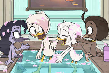 adolescent age_difference anthro bath bathing bathing_together blush breasts brown_body featureless_breasts featureless_crotch female freckles gold_(metal) gold_jewelry group jewelry necklace nude partially_submerged purple_body shampoo_bottle sitting social_nudity standing_in_water suds water white_body young mopgoblin disney ducktales ducktales_(2017) lena_(ducktales) pepper_mbuni violet_sabrewing webby_vanderquack anatid anseriform apodiform avian bird duck hummingbird ostrich ratite 3:2