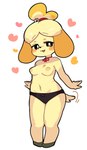2024 accessory animal_crossing anthro bedroom_eyes bell black_clothing black_eyes black_panties black_underwear blonde_hair blush blush_lines bow_panties bow_underwear breasts canid canine canis clothed clothing domestic_dog female fingers footwear full-length_portrait fur hair hair_accessory hair_bun hair_tie heart_symbol hi_res iris isabelle_(animal_crossing) looking_at_viewer mammal masha midriff monotone_clothing monotone_panties monotone_underwear narrowed_eyes navel neck_bow nintendo open_mouth panties portrait pupils seductive shih_tzu simple_background solo tail tail_motion tied_hair tongue topless toy_dog underwear white_background white_pupils yellow_body yellow_fur yellow_tail
