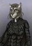 anthro armor cape clothed clothing female leather looking_at_viewer nightingale_armor solo thief ronnie92 bethesda_game_studios microsoft skyrim the_elder_scrolls n'asska_(character) felid khajiit mammal