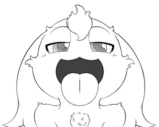 :3 ambiguous_gender blush looking_at_viewer open_mouth solo tongue tongue_out k-10 cave_story lagomorph mammal mimiga 5:4 aliasing digital_media_(artwork) monochrome