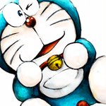 anthro bell blue_body blue_fur collar fur machine male one_eye_closed open_mouth pouch_(anatomy) red_collar red_nose simple_background solo tongue whiskers white_background white_body white_fur mt_tg doraemon doraemon_(character) domestic_cat felid feline felis mammal robot 2016 shaded