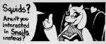 1-bit anthro chair dialogue eyelashes eyewear female furniture glasses heart_symbol solo speech_bubble talking_to_viewer text ajin miiverse undertale undertale_(series) chairiel toriel boss_monster_(undertale) bovid caprine mammal black_and_white english_text hi_res monochrome