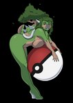 anthro anthrofied breasts brown_body female green_body green_hair hair horn looking_at_viewer multicolored_body nude open_mouth open_smile orange_eyes plant pokeball pokemorph smile solo teeth tree two_tone_body yawg nintendo pokemon generation_4_pokemon pokemon_(species) torterra alpha_channel hi_res