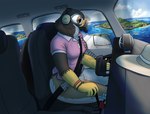 aircraft airplane anthro bottomless bottomless_anthro bottomless_female butt clothed clothing exhibitionism female flying inside inside_airplane pilot pink_clothing pink_shirt pink_topwear polo_shirt pose shirt short_sleeves solo topwear vehicle fish_birb holly_(fish_birb) accipitrid accipitriform avian bird buteo swainson's_hawk hi_res