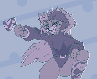 anthro belt breasts checkered checkered_flag clothing ear_piercing ear_ring eyebrows female flag flag_(object) grin grinning_at_viewer hair hand_on_knee hand_on_leg hand_on_own_knee hand_on_own_leg holding_flag holding_object legwear leotard long_hair long_sleeves looking_at_viewer medium_breasts piercing ring_piercing sharp_teeth smile smiling_at_viewer solo teeth thick_thighs thigh_highs wide_hips cryptiacurves five_nights_at_freddy's five_nights_at_freddy's:_security_breach scottgames steel_wool_studios roxanne_wolf canid canine canis mammal wolf 2021 digital_drawing_(artwork) digital_media_(artwork) hi_res monochrome sketch