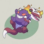 ambiguous_gender fire plushie solo tail argon_vile nintendo pokemon crocodilian generation_1_pokemon generation_9_pokemon gengar pokemon_(species) reptile scalie skeledirge 1:1 absurd_res hi_res