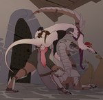 animal_genitalia animal_penis anus armor balls belt butt canine_genitalia canine_penis claws clothed clothed_feral clothing cobblestone detailed_background door duo female feral fur genitals hands_together hat headgear headwear hug knot lingerie_on_feral looking_at_another male male/female open_mouth penetration penile penile_penetration penis pussy riding smyle tail tired_expression dlrp99 riven_(atrumpet) canid canine lizard mammal reptile scalie unknown_species colored hi_res signature