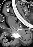 abstract_background angry anthro attack black_and_white clawing comic empty_eyes female fight flashback generation_1_pokemon hi_res mammal monochrome motion_blur motion_lines nidoqueen nintendo no_pupils obscured_character pokemon pokemon_(species) queenie_(shoutingisfun) shoutingisfun solo