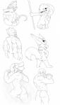 anthro backsack balls butt genitals male simple_background solo jerseydevil league_of_legends riot_games tencent azir_(lol) braum_(lol) fizz_(lol) gnar_(lol) trundle twitch_(lol) mammal yordle hi_res monochrome multiple_images