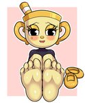 4_toes barefoot blush clothed clothing container cup feet female foot_focus footwear for_a_head goblet humanoid_feet looking_at_viewer not_furry plantigrade shoes simple_background soles solo toes huitu_c cuphead_(game) ms._chalice animate_inanimate humanoid object_head hi_res