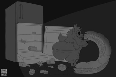 anthro appliance banana_peel big_breasts big_butt bone bottle bottomwear breasts butt can clothed clothing container egg food fridge fur hair holding_food holding_object holding_sandwich huge_butt hyper hyper_butt inside jacket kitchen_appliance male meat pants sandwich_(food) sharp_teeth side_view skull skull_head smile solo tail teeth thick_thighs topwear itsme_hilo scp_foundation scp-1471-a canid canine malo mammal monster 2025 3:2 absurd_res digital_media_(artwork) hi_res line_art monochrome signature