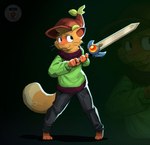 alternate_version_at_source anthro fluffernutter hi_res holding_melee_weapon holding_object holding_sword holding_weapon lag_jpeg macamo male melee_weapon smile solo spread_legs spreading sword weapon