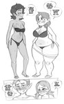 aged_up belly big_breasts bikini bodily_fluids breasts cleavage clothed clothing curvy_figure eyewear female front-tie_bikini front-tie_clothing front-tie_swimwear glasses hair male not_furry short_hair side-tie_bikini side-tie_clothing side-tie_swimwear slightly_chubby string_bikini sweat swimwear text thick_thighs two-piece_swimsuit voluptuous saltyxodium disney the_owl_house amity_blight hunter_(the_owl_house) luz_noceda willow_park human humanoid mammal witch_(the_owl_house) 2022 absurd_res english_text hi_res monochrome