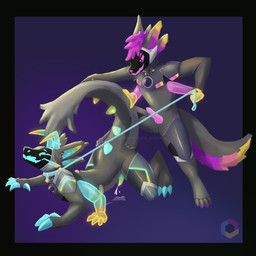 all_fours anthro bodily_fluids collar cum cum_drip cum_on_penis dominant dominant_male dripping duo fur genital_fluids genitals grey_body grey_fur leash leash_pull leashed_collar looking_pleasured machine male male/male multi_arm multi_limb multicolored_body multicolored_fur penis precum raised_tail submissive submissive_male tail tapering_penis tapering_tail unknown_dngr lunar_abyss canid mammal protogen scalie 1:1 hi_res