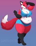 4_toes 5_fingers anthro belly belly_rolls bent_arm big_breasts black_ears black_eyebrows blue_bottomwear blue_bra blue_clothing blue_shorts blue_underwear bottomwear bra breasts cheek_tuft clothed clothed_anthro clothed_female clothing curvy_anthro curvy_female curvy_figure dipstick_tail eyebrows eyelashes facial_tuft feet female female_anthro fingers fluffy fluffy_tail fur furrowed_brow furrowed_eyebrows gradient_background hair half-closed_eyes hand_on_head markings multicolored_body multicolored_fur narrowed_eyes navel orange_eyes overweight overweight_anthro overweight_female paws pose red_body red_fur red_hair shorts simple_background solo standing tail tail_markings thick_thighs toes tuft underwear white_inner_ear white_tail_tip saintsucrose millie_(red08fox) canid canine fox mammal red_fox true_fox 2023 artist_name english_description shaded