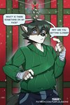 anthro clothing holidays male mistletoe plant solo sweater topwear purplelemons canid canine canis mammal wolf owen_(disambiguation) 2:3 digital_media_(artwork) shaded