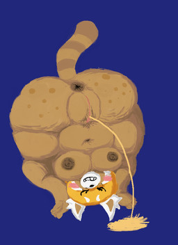 anthro anus ass_up belly big_butt black_eyes black_nose blue_background blush bodily_fluids body_hair breast_squish breasts brown_anus brown_body brown_nipples butt butt_focus butt_spots clenched_teeth detailed_anus eyelashes eyes_closed facial_markings feet female female_anthro female_peeing fluffy fluffy_tail fur genital_fluids genitals happy_trail head_markings head_on_floor markings navel nipples nude orange_body orange_fur organs peeing plump_labia presenting presenting_anus presenting_hindquarters presenting_vulva pubes simple_background simple_eyes solo squish stomach stretch_marks striped_markings striped_tail stripes tail tail_markings teeth thick_thighs urine urine_on_ground vulva watersports white_body white_fur wince alexis_wasilla aggretsuko sanrio retsuko ailurid mammal red_panda digital_media_(artwork) microsoft_paint_(artwork) shaded
