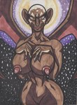 bald bald_female bat_wings big_breasts big_ears big_hands big_nipples bodypaint breasts brown_eyes claws dark_body dark_skin face_paint facial_tattoo female finger_claws full_moon genitals glistening glistening_head huge_breasts huge_nipples light long_nipples markers membrane_(anatomy) membranous_wings midair moon moonlight night nipples nude nude_female pussy round_ears small_waist surixana_maritima tall_female tattoo wide_hips wings xemxemgulion gargoyle humanoid mammal monotreme monster colored hi_res marker_(artwork) traditional_media_(artwork)