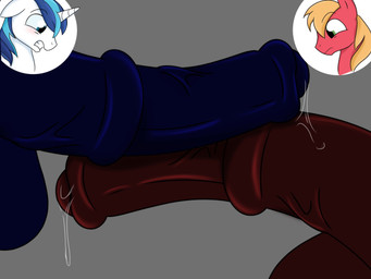 animal_genitalia animal_penis balls big_penis blonde_hair blue_eyes blue_penis blush bodily_fluids brown_penis clenched_teeth comparing comparing_penis disembodied_penis duo equine_genitalia equine_penis erection frottage genital_fluids genitals green_eyes hair horn male male/male multicolored_hair penile penis penis_size_difference penises_touching ponies_play_spin_the_bottle precum red_body red_penis red_skin sex simple_background teeth two_tone_hair vein veiny_penis white_body white_skin wide_eyed unknown_artist friendship_is_magic hasbro my_little_pony big_macintosh_(mlp) shining_armor_(mlp) earth_pony equid equine horse mammal pony 4:3 hi_res