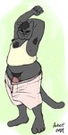 anthro armpit_hair big_bulge big_penis body_hair bottomwear boxers_(clothing) bulge chest_tuft clothing eyes_closed eyewear face_squish fist flaccid front_gap_boxers fur genitals glasses grey_body grey_fur grey_tail humanoid_genitalia humanoid_penis ineffective_clothing male obese overweight pants penis penis_base pink_penis plantigrade pubes shirt solo squish stretching stretching_arms tail tank_top thick_thighs topwear tuft underwear white_clothing wide_hips angerycatte domestic_cat felid feline felis mammal signature