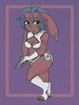 anthro cosplay female gun ranged_weapon solo weapon femmebunny dirty_pair lagomorph leporid mammal rabbit 3:4 hi_res trans_(lore) trans_woman_(lore)