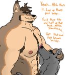 abs anthro anthro_on_anthro areola armpit_hair armpit_musk armpit_tuft armpit_worship between_pecs big_dom_small_sub big_pecs biped blush bodily_fluids body_hair body_worship breath brown_body brown_fur chest_hair chest_tuft clothed clothing cocky command dominant dominant_anthro dominant_male duo eyes_closed facial_hair forced fur goatee groan hairy half-closed_eyes hand_on_head happy_trail head_grab hyper_armpit_hair licking male male/male male_anthro mature_anthro mature_male moan muscle_worship muscular muscular_anthro muscular_male musk musk_worship musky_armpit narrowed_eyes nipple_piercing nipples nude nude_anthro nude_male orange_body orange_fur panting pecs piercing pink_nipples pubes saliva sex shirtless shirtless_male sigh simple_background size_difference smug sniffing tan_body tan_fur text tongue tongue_out topless topless_male tuft white_background worship worshiping worshipping kodiff travis_whiler canid canine canis mammal wolf digital_media_(artwork) hi_res