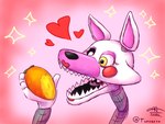 cheek_tuft facial_tuft female feral food fruit glowing glowing_eyes happy machine mango_(fruit) open_mouth plant solo tuft yellow_eyes tunk_saray_lovesta five_nights_at_freddy's five_nights_at_freddy's_2 scottgames mangle_(fnaf) animatronic canid canine fox mammal robot 4:3 digital_drawing_(artwork) digital_media_(artwork) hi_res