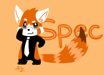 accessory ambiguous_gender anthro black_body black_fur chibi eyebrows eyewear featureless_crotch fur glasses looking_at_viewer mostly_nude necktie orange_body orange_fur paws pupils raised_eyebrow rectangular_glasses semi-anthro smile smiling_at_viewer smirk smirking_at_viewer solo standing tail wearing_glasses white_body white_eyebrows white_fur white_necktie white_pupils yassui ailurid mammal red_panda 2011 digital_drawing_(artwork) digital_media_(artwork) flat_colors full-length_portrait lineless portrait