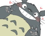 anthro biped black_nose blush grey_body heart_symbol kemono overweight simple_background smile solo gayousi7 ghibli my_neighbor_totoro totoro 2022 half-length_portrait hi_res portrait