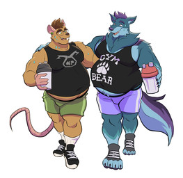 anthro belly belly_overhang big_belly blue_body blue_fur clothed clothing ear_piercing exercise eyewear footwear fur glasses hair male obese overweight overweight_anthro overweight_male piercing shoes simple_background undersized_clothing workout 13uckaroo ratdadcam yukon canid canine canis mammal murid murine rat rodent wolf hi_res