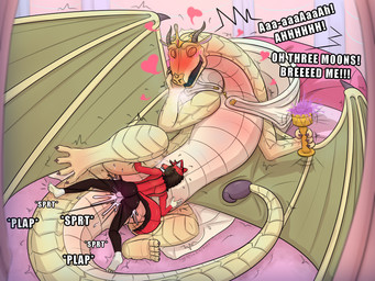anthro anthro_on_feral anthro_penetrating anthro_penetrating_feral back_wings balls bestiality blush blush_lines bodily_fluids butt cloacal cloacal_penetration cum cum_in_cloaca cum_inside dialogue feet female female_feral female_penetrated feral feral_penetrated from_front_position fur genital_fluids genitals indoor_sex inside larger_female larger_penetrated looking_pleasured lying male male/female male_anthro male_on_feral male_penetrating male_penetrating_female missionary_position nude nude_male on_back open_mouth paws penetration penile penile_penetration pupil sex size_difference smaller_male sweat sweatdrop tail text tongue tongue_out wings anjydrawslewd european_mythology mythology wings_of_fire blaze_(wof) nick_the_wolf canid canine canis dragon mammal mythological_creature mythological_scalie sandwing_(wof) scalie western_dragon wolf 2026 4:3 hi_res