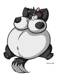 anthro areola belly big_belly big_breasts black_areola black_body black_fur breasts chubby_cheeks eyes_closed female fur hands_behind_head huge_belly huge_breasts inflation multicolored_body multicolored_fur navel nipples obese obese_anthro obese_female open_mouth overweight overweight_anthro overweight_female solo spherical_inflation two_tone_body two_tone_fur white_body white_fur dutch_(artist) misty_the_mouse whitney_(dutch) domestic_cat felid feline felis mammal 2016 digital_media_(artwork)