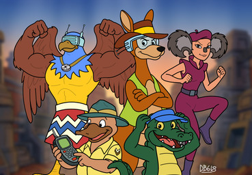 action_pose akubra_hat anthro athletic athletic_anthro belt beret chevron_(marking) clothing communicator crossed_arms detailed_background determined female flexing flexing_bicep flexing_both_biceps group hat headgear headwear jacket male markings muscular muscular_anthro pose ranger_hat smile talisman technology topwear visor visor_cap dragonboy618 dinky_di's aussie_roo cass_koala chopa_crocodile ernest_eagle plato_pus accipitrid accipitriform avian bird crocodile crocodilian eagle kangaroo koala macropod mammal marsupial monotreme platypus reptile scalie vombatiform hi_res