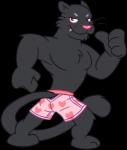 anthro barefoot biped boxers_(clothing) clothed clothing feet heart_boxers heart_clothing heart_symbol heart_underwear male melanistic pink_clothing pink_underwear solo standing topless underwear goronic felid mammal pantherine alpha_channel digital_media_(artwork) full-length_portrait hi_res portrait