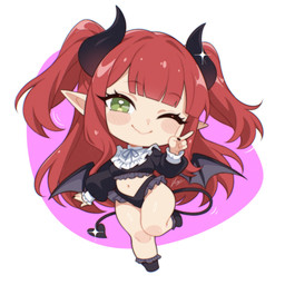 2_horns big_head black_clothing black_footwear black_horn black_nails black_panties black_shirt black_socks black_tail black_topwear black_underwear black_wings blush blush_lines breasts chibi clothed clothing colored_nails crop_top female footwear frilly frilly_clothing front_view gesture glistening glistening_body glistening_skin green_eyes grey_membrane hair hand_gesture horn humanoid_pointy_ears looking_at_viewer medium_breasts membrane_(anatomy) membranous_wings midriff nails navel not_furry one_eye_closed panties pointy_ears red_hair shirt simple_background skimpy smile smiling_at_viewer socks solo spade_tail sparkles tail thick_thighs topwear underwear v_sign white_background wide_hips wings wink winking_at_viewer vizaz my_dress-up_darling rizu-kyun horned_humanoid humanoid tailed_humanoid 1:1 2026 digital_drawing_(artwork) digital_media_(artwork) full-length_portrait hi_res icon portrait watermark