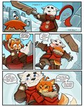 4_panel_comic absurd_res aged_down anthro blockage_(layout) blue_eyes blush bruno_(ceehaz) canid canine canis ceehaz child comic dialogue dog_knight_rpg domestic_dog duo english_text female fur happy hi_res holding_melee_weapon holding_object holding_sword holding_weapon horizontal_blockage hug maci_(ceehaz) male mammal melee_weapon nordic_sled_dog orange_body orange_fur pomeranian samoyed spitz surprised_expression sword tail tail_motion tailwag text weapon white_body white_fur young